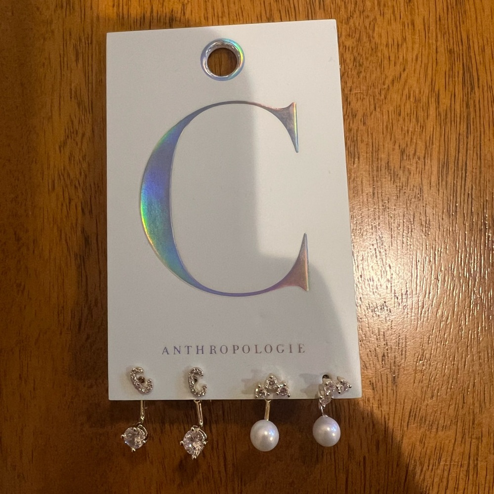 NWT Set of two Anthropologie Monogram Letter “C” Earrings